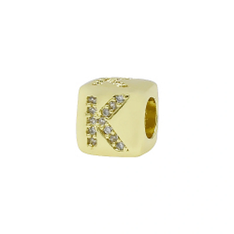 Alphabet Bead  Micro Pave Connectors  Bracelet DIY  Brass CZ Zirconia Beads Bracelet Accessories Letter Beads For Jewelry Making