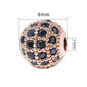 8mm CZ Spacer Beads Jewelry Parts Making Wholesalers Earring Charms Necklaces Micro Pave DIY Round Beads for Jewelry Making