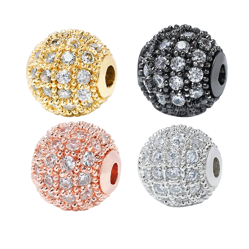 8mm CZ Spacer Beads Jewelry Parts Making Wholesalers Earring Charms Necklaces Micro Pave DIY Round Beads for Jewelry Making