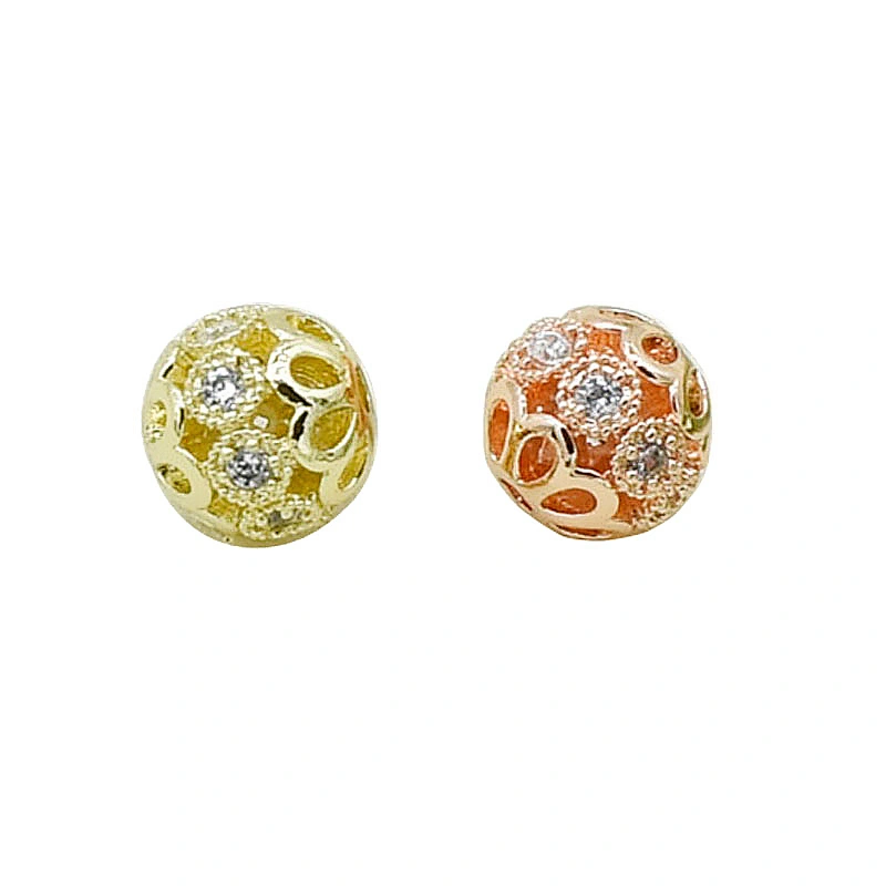 8mm Brass CZ Beads  Charms Bracelets Supplies  Earrings Making Material DIY  Flower Beads  Earring Components For Jewelry Making
