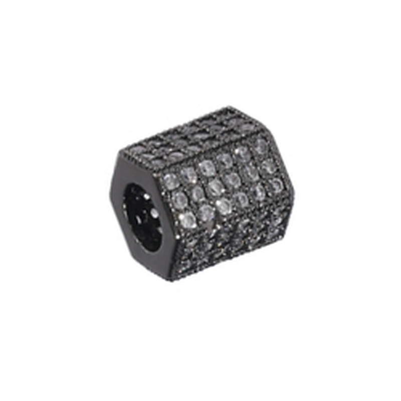 Tube Beads Micro Pave Connectors DIY Bracelet Charms Polygon Large Hole Brass Beads Jewellery Charms For Jewelry Making Bracelet