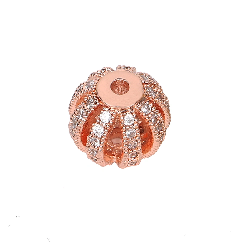 Brass Beads Watermelon Bracelet DIY CZ Jewelry Necklace Micro Pave Connectors Hairpin Accessories Round Beads For Jewelry Making