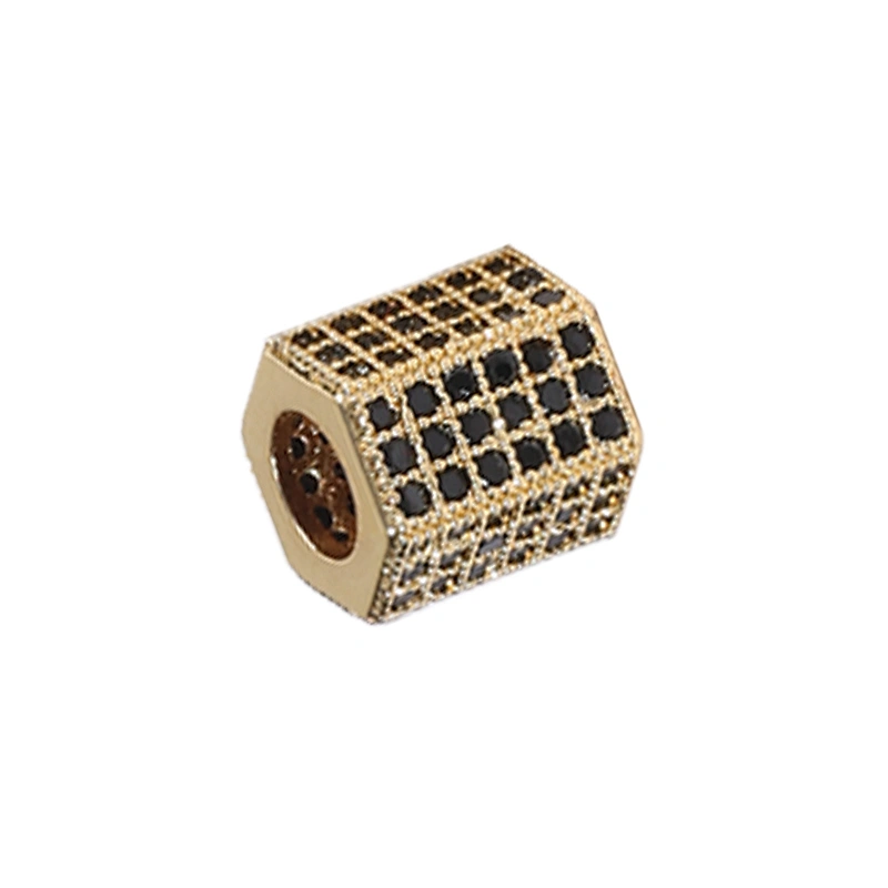 Tube Beads Micro Pave Connectors DIY Bracelet Charms Polygon Large Hole Brass Beads Jewellery Charms For Jewelry Making Bracelet