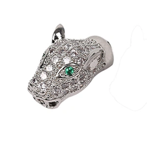 Brass Micro Pave Spacers  Leopard Head Green Eyes Beads  Microset Spacer  DIY Jewelry Making Supplies Jewellery Making Materials
