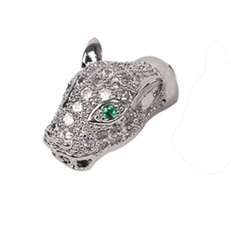 Brass Micro Pave Spacers  Leopard Head Green Eyes Beads  Microset Spacer  DIY Jewelry Making Supplies Jewellery Making Materials