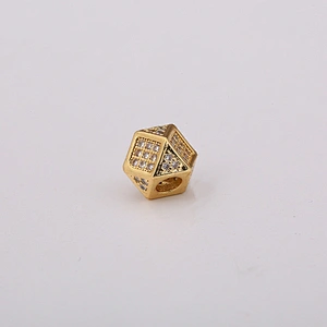 Cubic Brass Beads  Jewelry Making Supplies CZ Beads Jewelry Parts Pave Spacers Polygonal Big Hole Beads For DIY Jewelry Findings