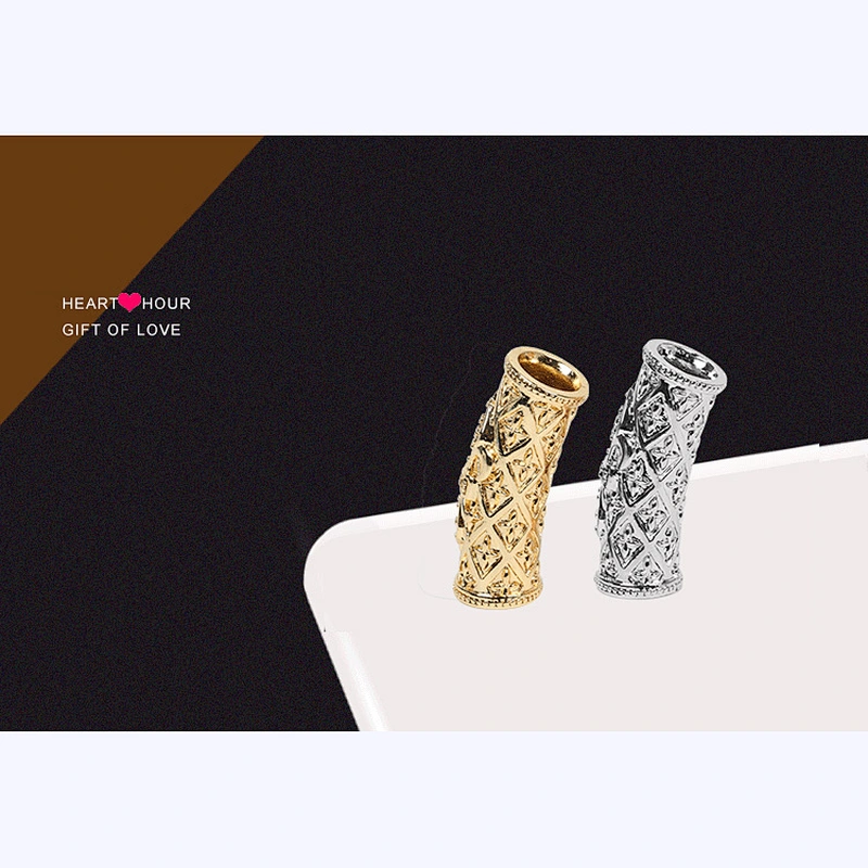 Brass Iris Curved Pave Tube Beads Bracelet Cross Charms Micro Pave Connectors Tube Beads Earring Components For Jewelry Making