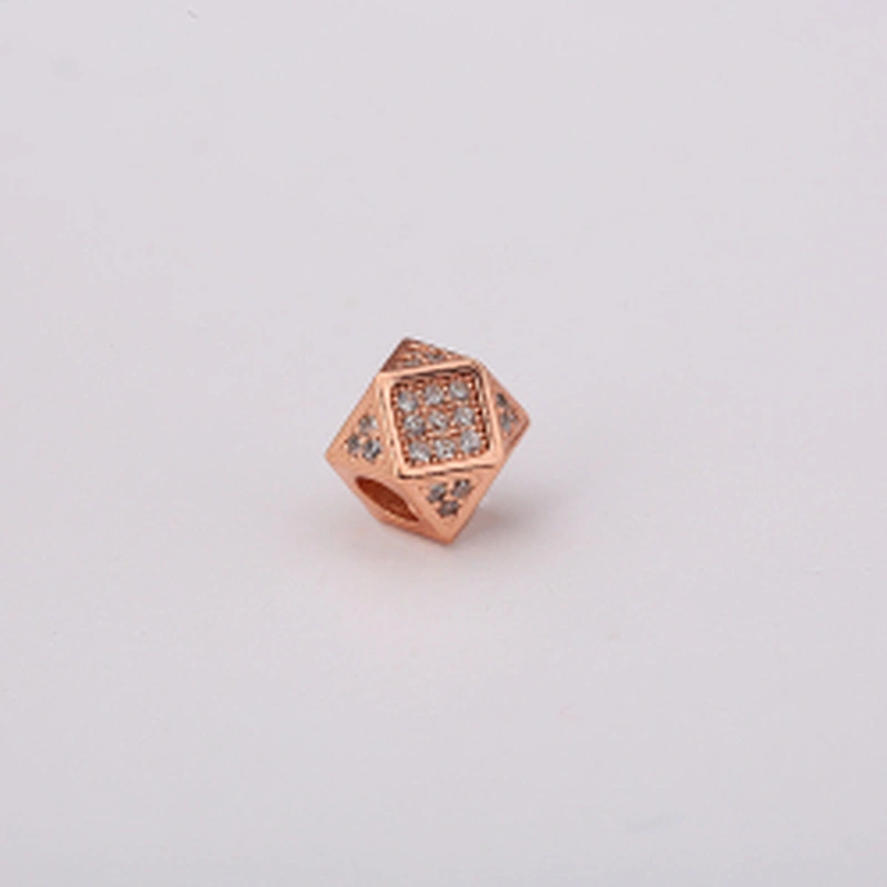 Cubic Brass Beads  Jewelry Making Supplies CZ Beads Jewelry Parts Pave Spacers Polygonal Big Hole Beads For DIY Jewelry Findings