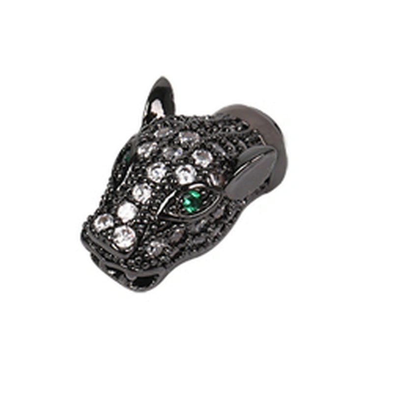Brass Micro Pave Spacers  Leopard Head Green Eyes Beads  Microset Spacer  DIY Jewelry Making Supplies Jewellery Making Materials