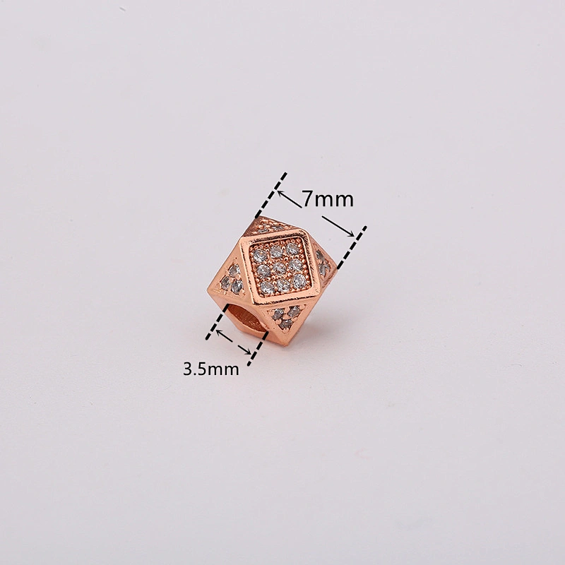 Cubic Brass Beads  Jewelry Making Supplies CZ Beads Jewelry Parts Pave Spacers Polygonal Big Hole Beads For DIY Jewelry Findings