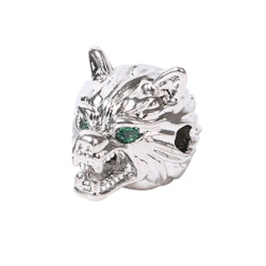 Beads Spacer Bracelet  Metal Jewelri Charms for Necklace Wolf Head Green Eyes Absesorios Para Bisutera Charms For Jewelry Making