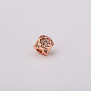 Cubic Brass Beads  Jewelry Making Supplies CZ Beads Jewelry Parts Pave Spacers Polygonal Big Hole Beads For DIY Jewelry Findings