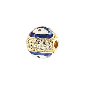 10mm Eye shape Beads for Jewelry Making Round Epoxy Spacer Gold Plated Jewelry Bracelets Cubic Zirconia DIY  Jewelry Accessories