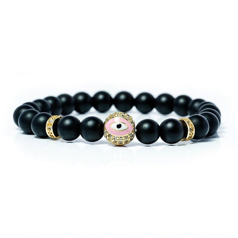 wholesale trendy beaded bracelets micro pave cubic zirconia mens beaded bracelets eye beads for bracelet making diy jewelri