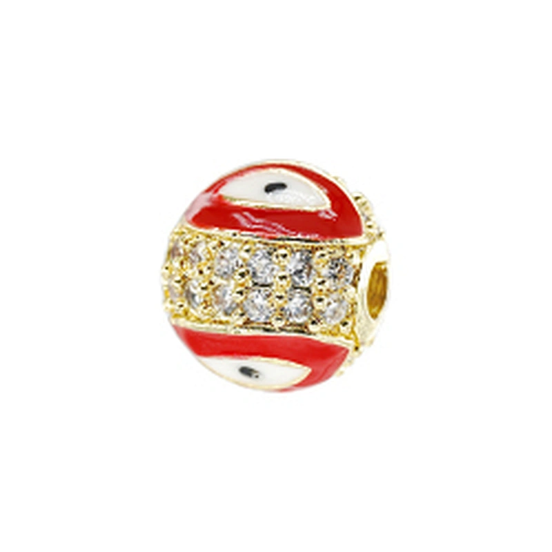 8mm Eye shape Beads for Jewelry Making Gold Plated Jewelry Bracelet Cubic Zirconia DIY Round Epoxy Spacer Jewelry Accessories