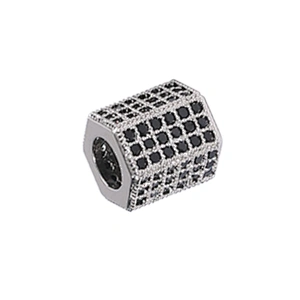 Tube Beads Micro Pave Connectors DIY Bracelet Charms Polygon Large Hole Brass Beads Jewellery Charms For Jewelry Making Bracelet
