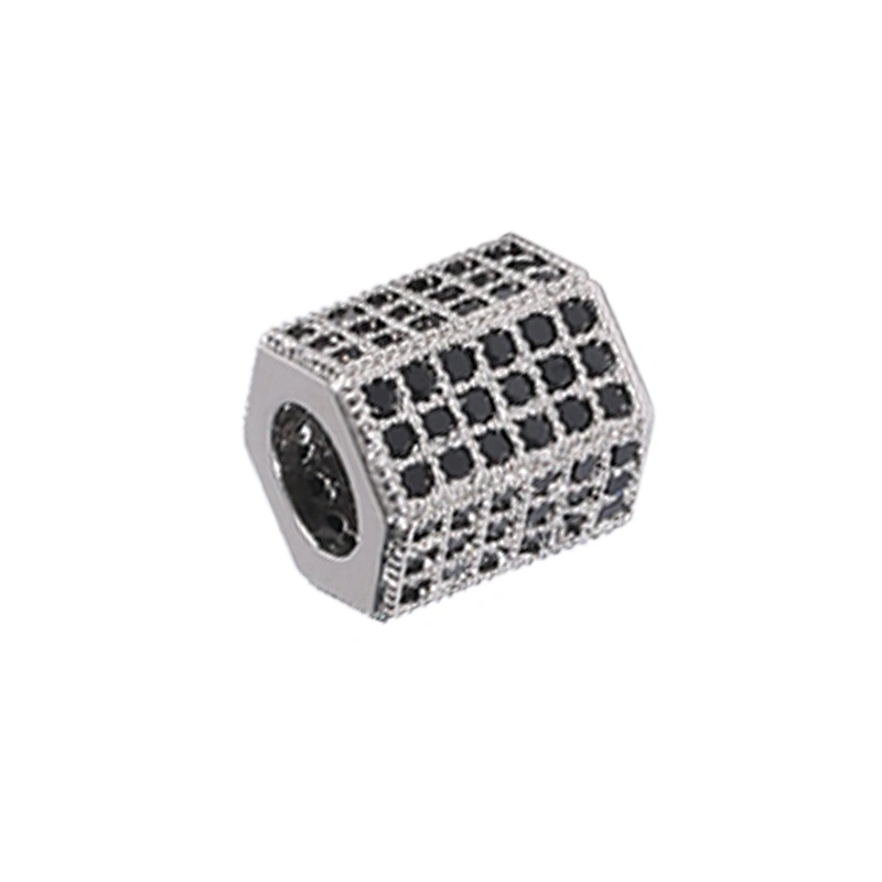 Tube Beads Micro Pave Connectors DIY Bracelet Charms Polygon Large Hole Brass Beads Jewellery Charms For Jewelry Making Bracelet