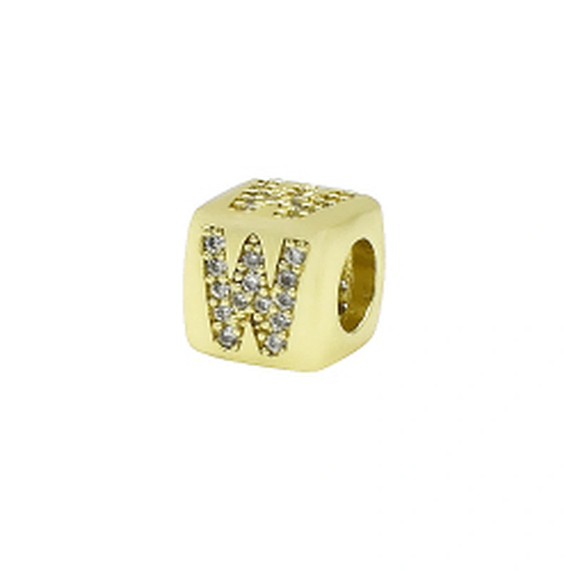 Alphabet Bead  Micro Pave Connectors  Bracelet DIY  Brass CZ Zirconia Beads Bracelet Accessories Letter Beads For Jewelry Making