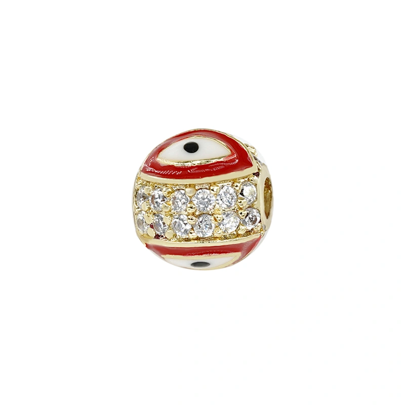 8mm Eye shape Beads for Jewelry Making Gold Plated Jewelry Bracelet Cubic Zirconia DIY Round Epoxy Spacer Jewelry Accessories