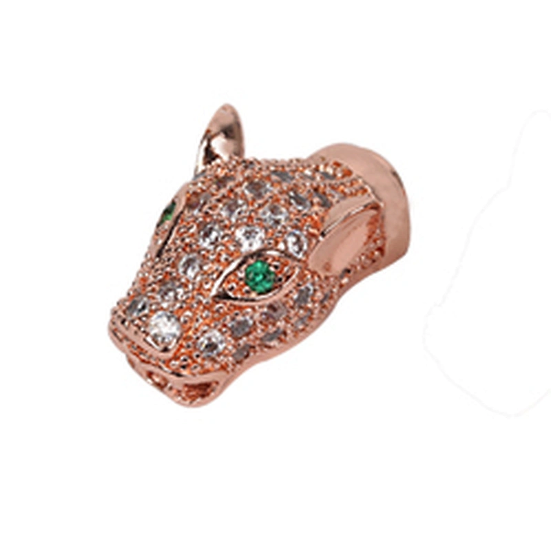 Brass Micro Pave Spacers  Leopard Head Green Eyes Beads  Microset Spacer  DIY Jewelry Making Supplies Jewellery Making Materials