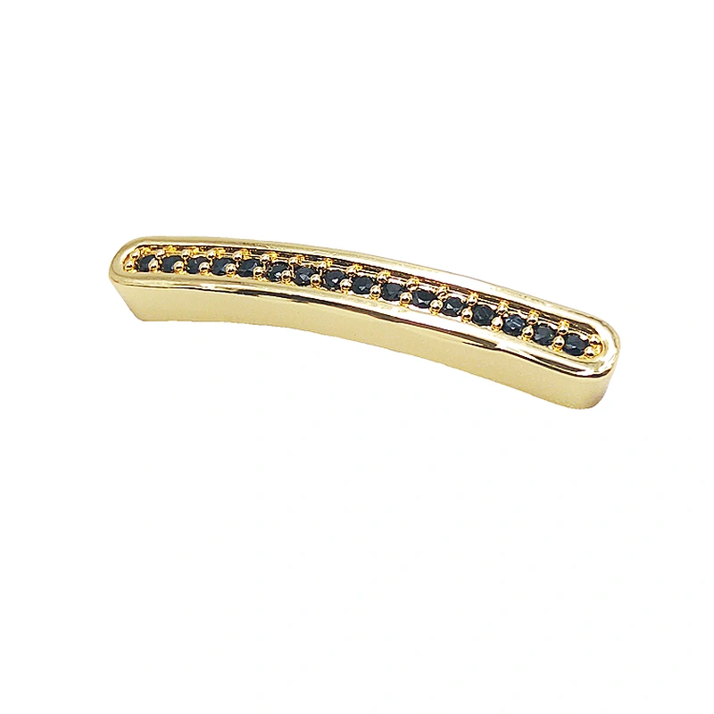 Cubic Zirconia Brass Curved Tube Beads Earrings Making Material Findings & Components Bracelet Accessories  For Jewelry Findings