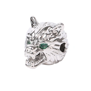 Beads Spacer Bracelet  Metal Jewelri Charms for Necklace Wolf Head Green Eyes Absesorios Para Bisutera Charms For Jewelry Making