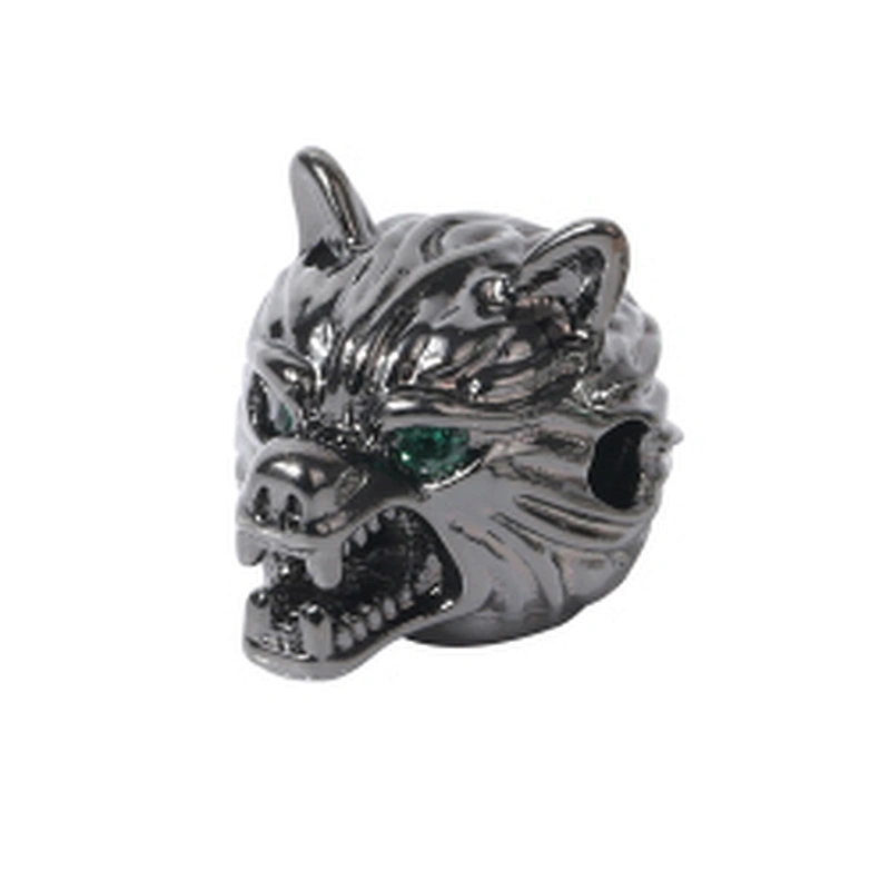 Beads Spacer Bracelet  Metal Jewelri Charms for Necklace Wolf Head Green Eyes Absesorios Para Bisutera Charms For Jewelry Making