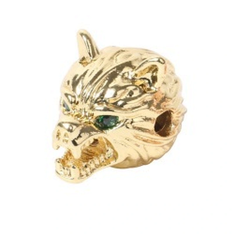 Beads Spacer Bracelet  Metal Jewelri Charms for Necklace Wolf Head Green Eyes Absesorios Para Bisutera Charms For Jewelry Making