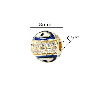 8mm Eye shape Beads for Jewelry Making Gold Plated Jewelry Bracelet Cubic Zirconia DIY Round Epoxy Spacer Jewelry Accessories