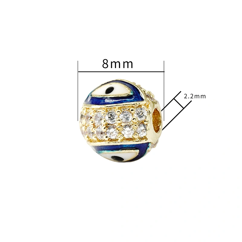 8mm Eye shape Beads for Jewelry Making Gold Plated Jewelry Bracelet Cubic Zirconia DIY Round Epoxy Spacer Jewelry Accessories