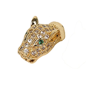 Brass Micro Pave Spacers  Leopard Head Green Eyes Beads  Microset Spacer  DIY Jewelry Making Supplies Jewellery Making Materials