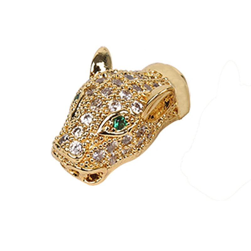Brass Micro Pave Spacers  Leopard Head Green Eyes Beads  Microset Spacer  DIY Jewelry Making Supplies Jewellery Making Materials