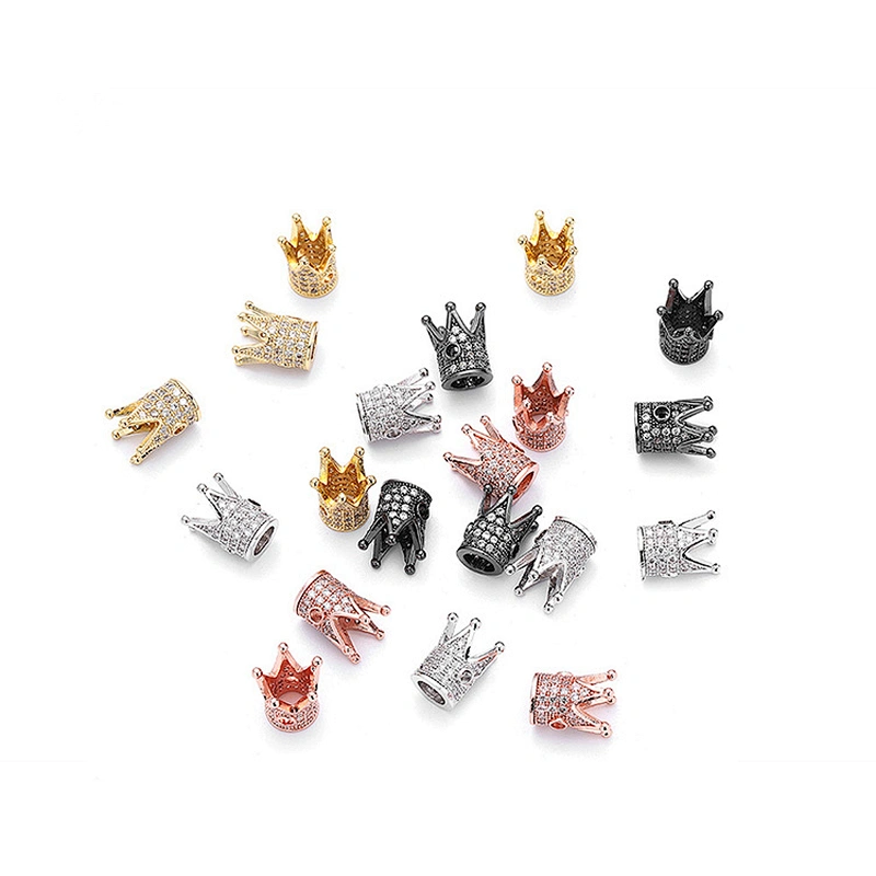 Micro Pave CZ Beads Spacer Crown DIY Cubic Zirconia Pendants Charms for Jewelry Making Jewelry Findings Components Wholesalers