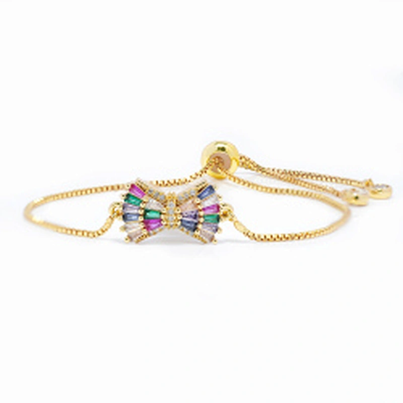 micro paved cz charm bracelet women adjustable chain brass bracelet accessories women wholesale ladies gold-plated bracelets diy