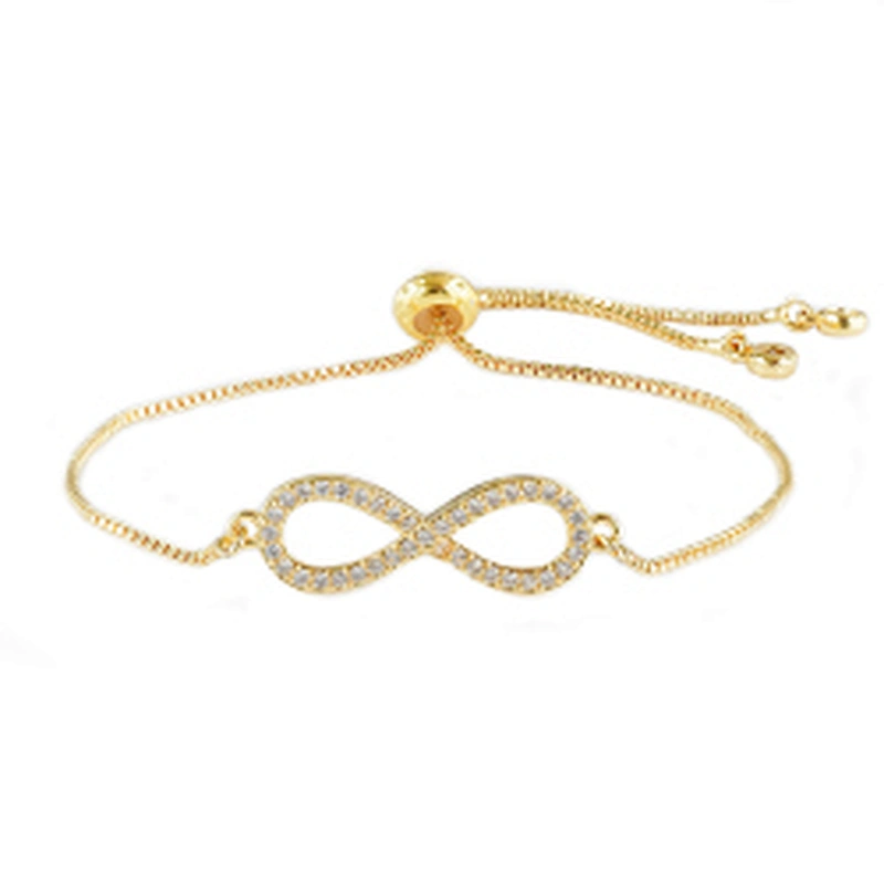 micro paved cz charm bracelet women adjustable chain brass bracelet accessories women wholesale ladies gold-plated bracelets diy