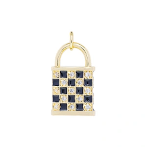 Beautiful Lock Pendants Bracelet Necklace Pendant Charms DIY Bracelet Making Jewelry CZ Checkered Lock Pendants Charms