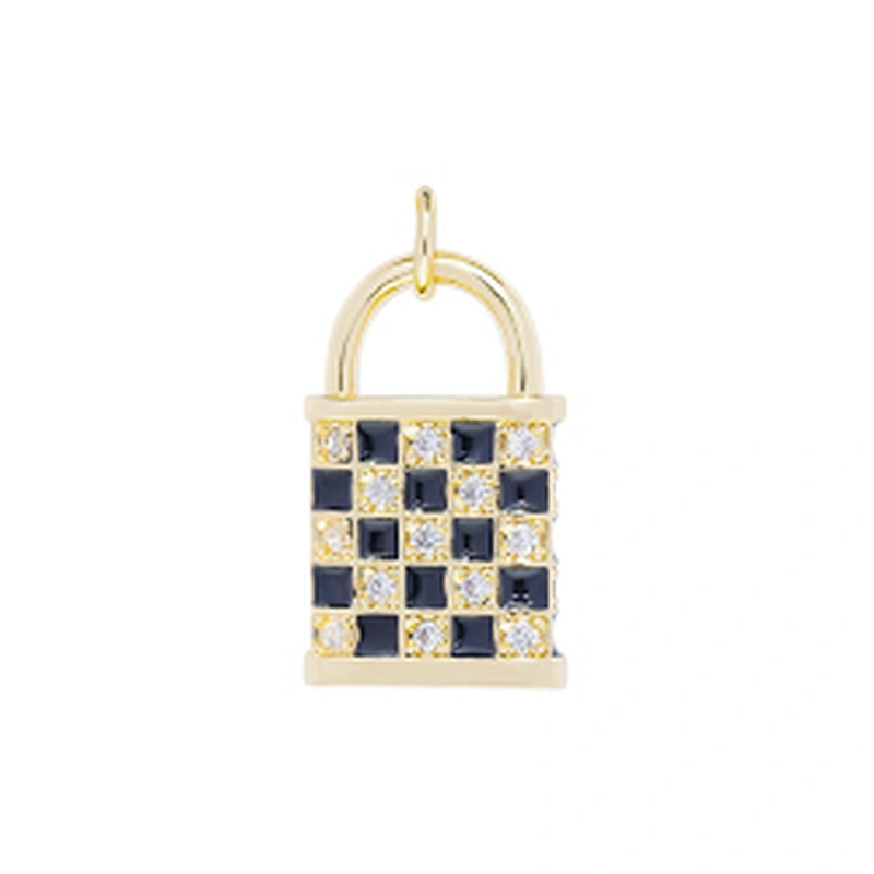 Beautiful Lock Pendants Bracelet Necklace Pendant Charms DIY Bracelet Making Jewelry CZ Checkered Lock Pendants Charms