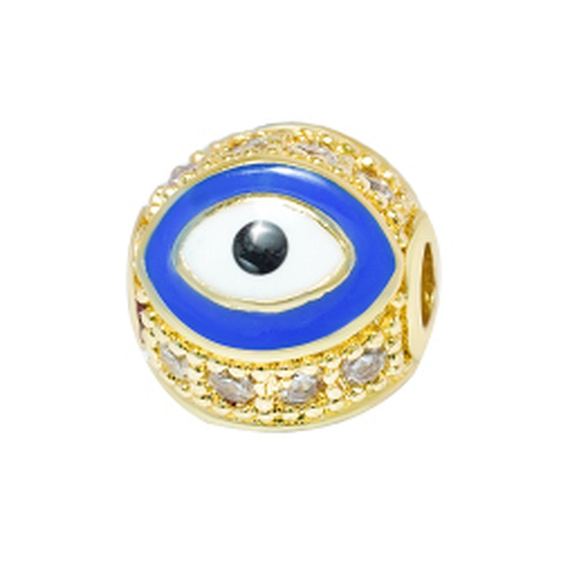 Fashion Design 10mm Eye Shape Beads Jewelry Making Gold Plated  Bracelet  DIY A Row Of Zircons Round Beads Epoxy Spacer