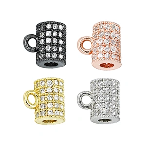 Wholesale Cz Beads Micro Pave Spacer Charms for Jewelry Making Cubic Zirconia Beads DIY Bracelet Making Gold Plated Jewelry