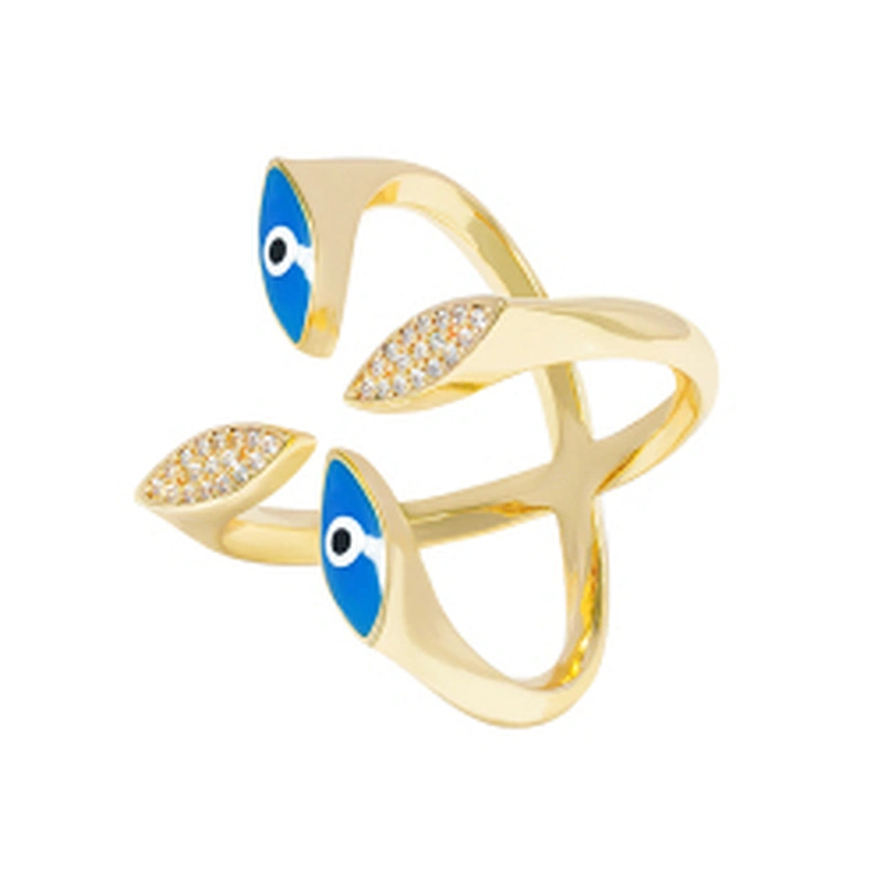 Trendy Style Eyes shaped 18k Gold Plated Rings zirconia pave Rings Woman Men Gifts Jewelry CZ Eyes Rings