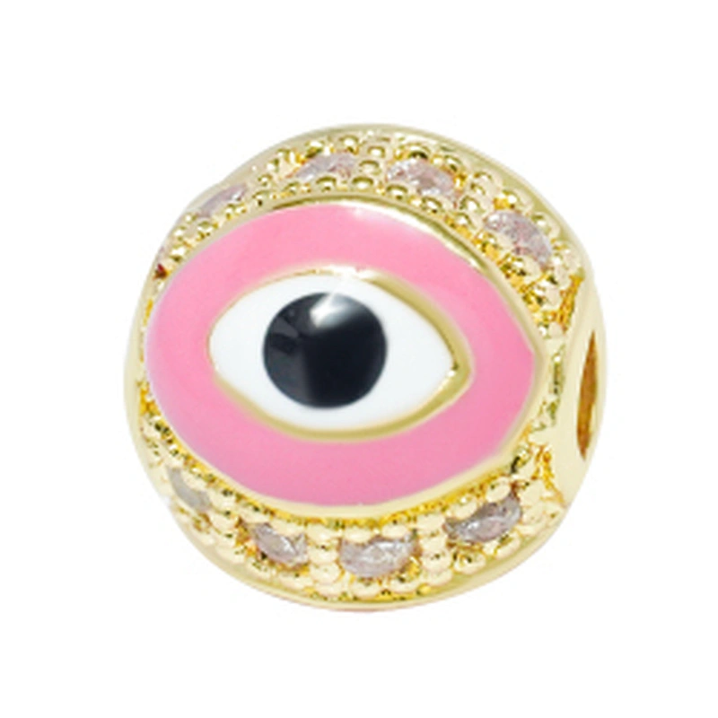 Fashion Design 10mm Eye Shape Beads Jewelry Making Gold Plated  Bracelet  DIY A Row Of Zircons Round Beads Epoxy Spacer