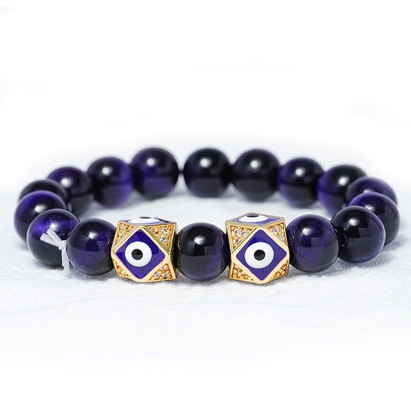 Fashion 8mm Eye shape Beads Jewelry Making Gold Plated Jewelry Bracelet CZ DIY Round Epoxy Spacer Jewelry Accessories
