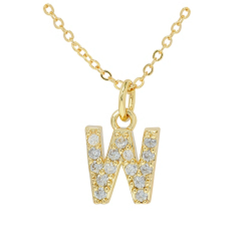 customized letter necklace with letter pendant gold plated letter pendant cz necklace jewellery women chain custom necklace