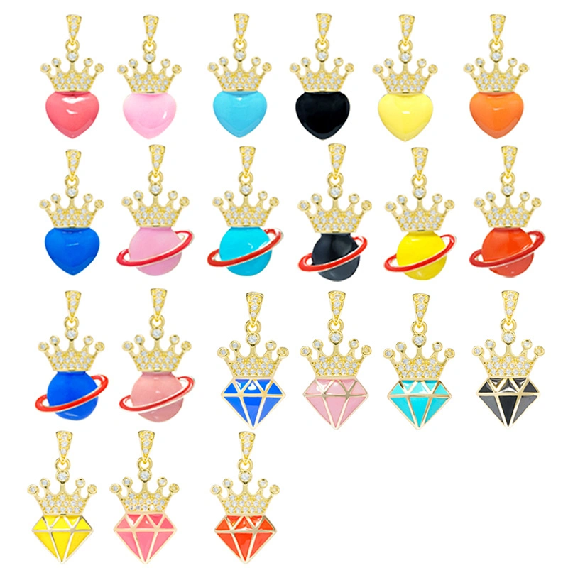 Beautiful Style Crown Pendants Bracelet Necklace Pendant Charms DIY Bracelet Making Jewelry CZ Crown Pendants Charms
