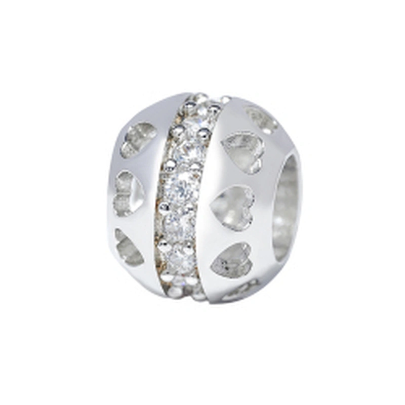 Hot sale Jewelry Making round shape Bracelet Necklace Beads DIY Jewelry Wholesale CZ Spacer Charms  beads with heart shape