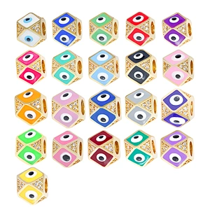 Fashion 8mm Eye shape Beads Jewelry Making Gold Plated Jewelry Bracelet CZ DIY Round Epoxy Spacer Jewelry Accessories