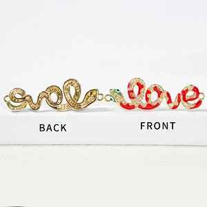 Fashion Snake Bracelet Connectors For Jewelry Making 14k Gold Accessories Bracelets Charms CZ Snake  Bracelet Connectors