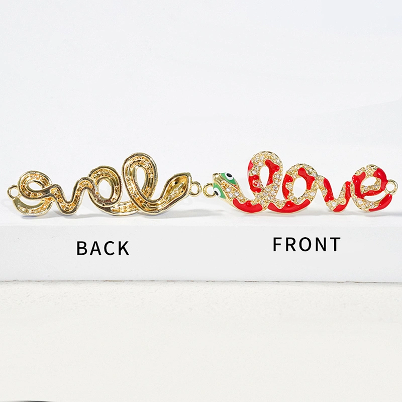 Fashion Snake Bracelet Connectors For Jewelry Making 14k Gold Accessories Bracelets Charms CZ Snake  Bracelet Connectors