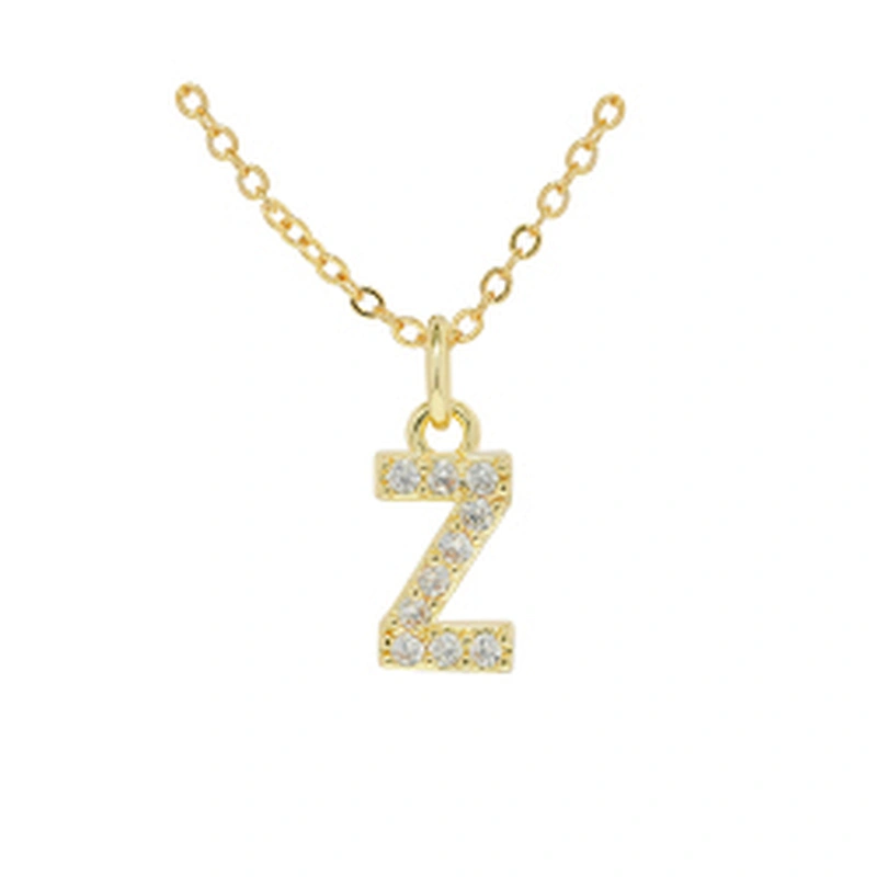 customized letter necklace with letter pendant gold plated letter pendant cz necklace jewellery women chain custom necklace