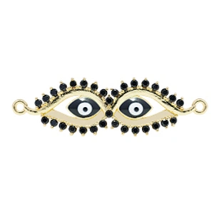 Fashion Eyes  Bracelet Connectors For Jewelry Making 14k Gold Accessories Bracelets Charms CZ Eyes Bracelet Connectors